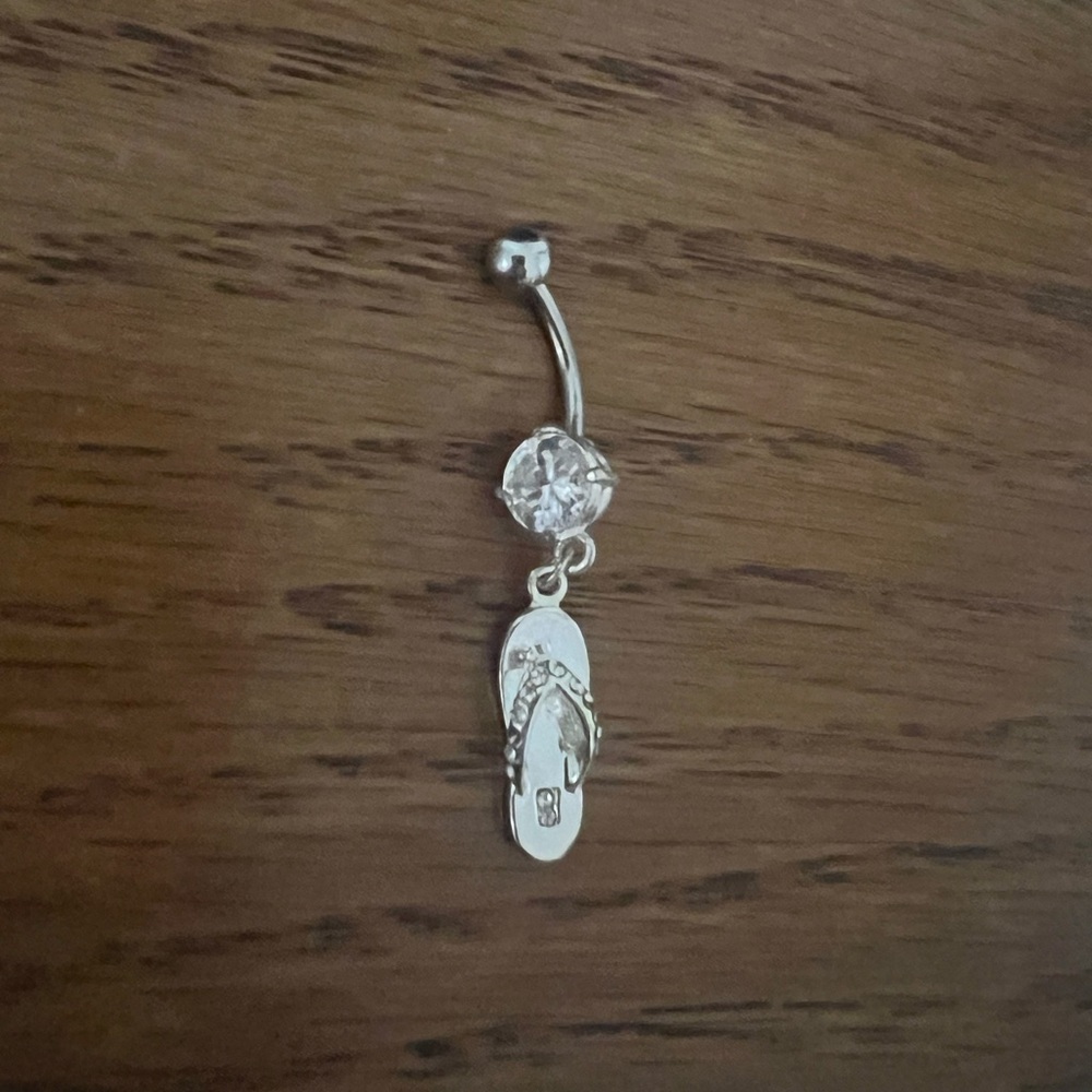 Silver Flip Flop Belly Button Ring